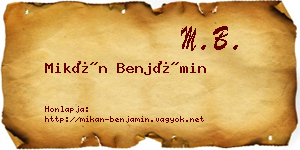 Mikán Benjámin névjegykártya